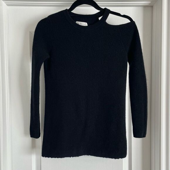 Anthropologie Velvet Graham & Spencer Cut Out Cashmere Sweater Black Size S - Picture 4 of 12